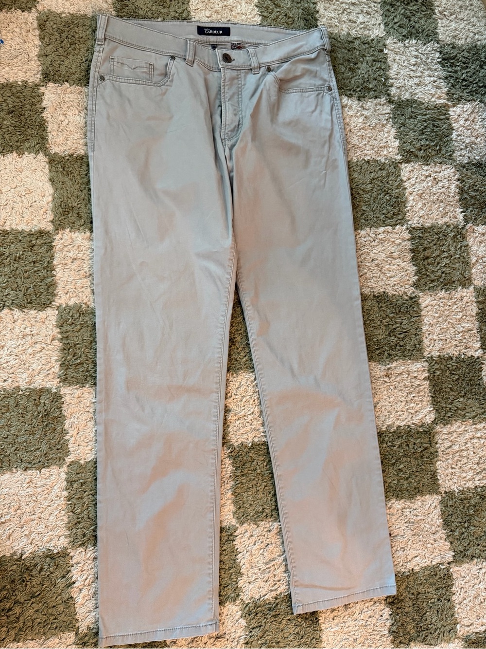 Atelier Gardeur Light Gray Casual Pants with Paisley Trim